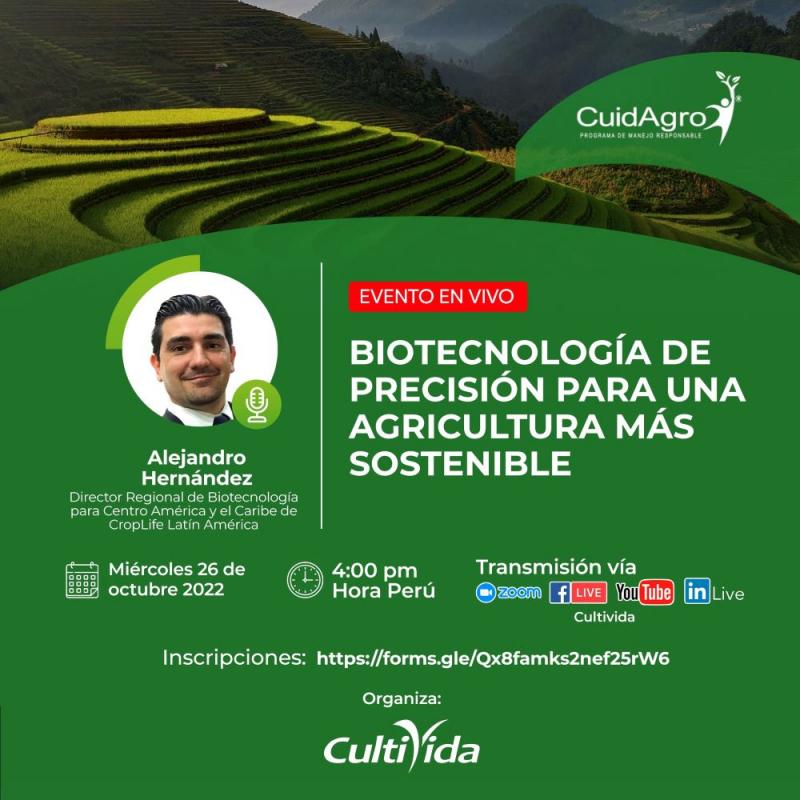 Cultivida organiza webinar sobre “Biotecnología de precisión para una agricultura más sostenible”