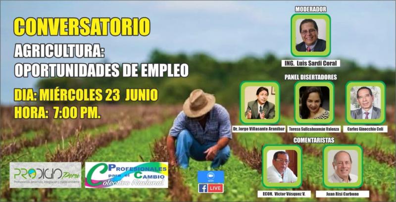 Realizarán conversatorio Agricultura: Oportunidades de empleo